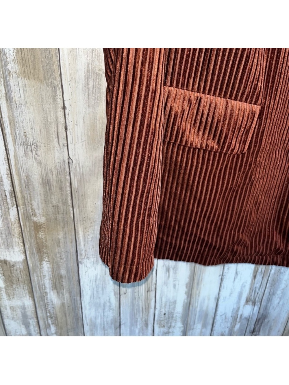 NWT Nasty Gal Striped Ribbed Velvet Say It Blazer Women 10 Button Pockets Lined - Picture 4 of 9